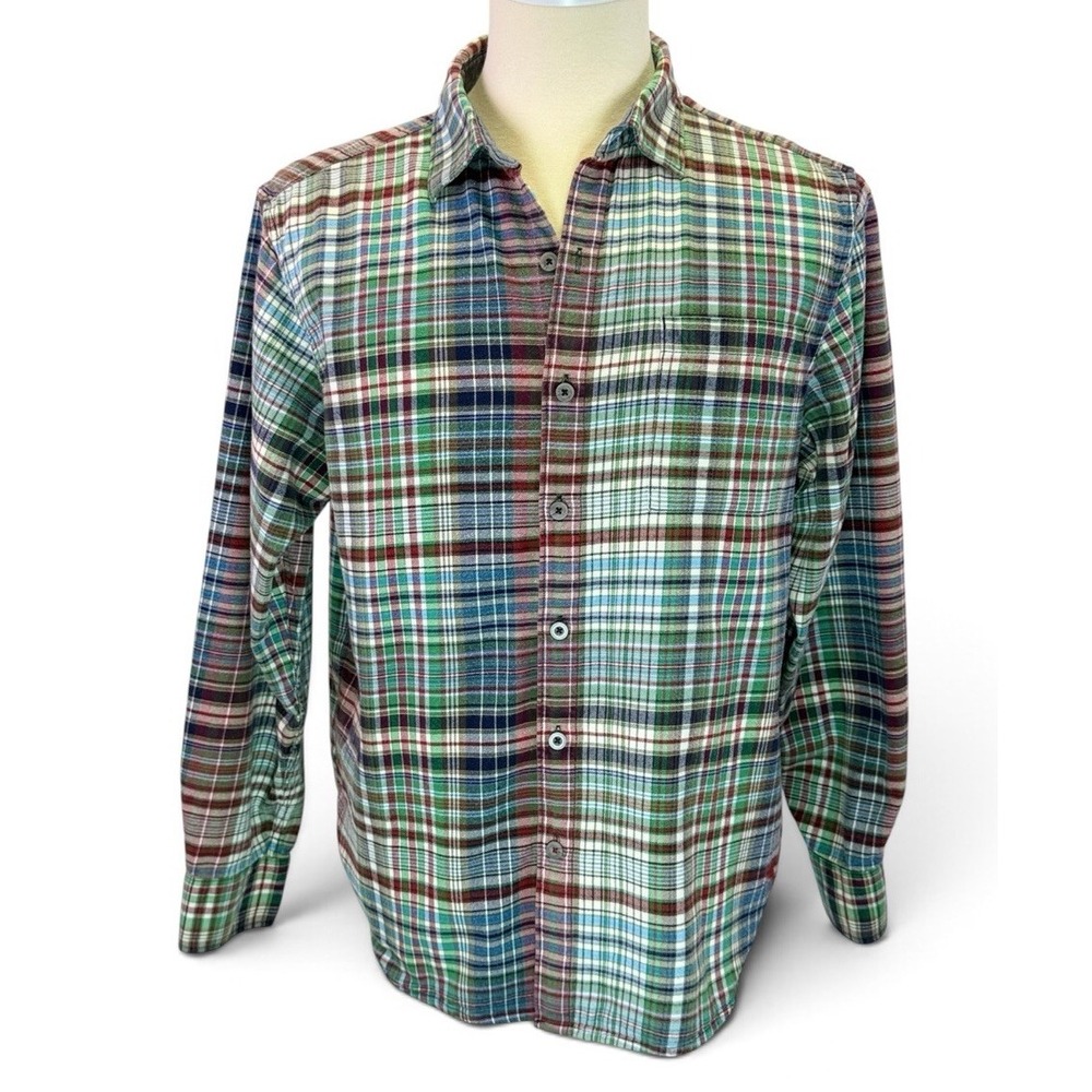 Tommy Bahama Fore-Shore Plaid Long Sleeve Button Up Flannel Men's Size L